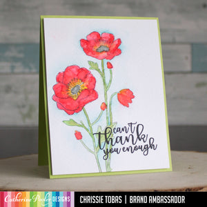 thank you card with red flowers