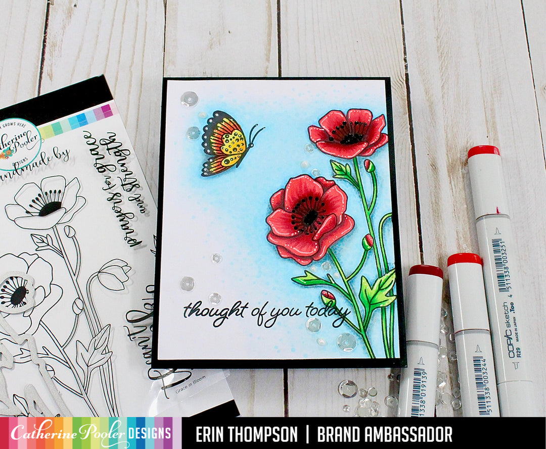 card with flowers and butterfly