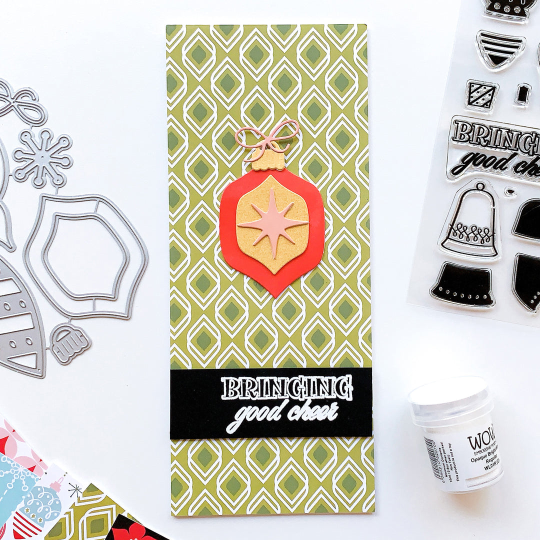 bringing the good cheer slimline card with grandma's attic paper