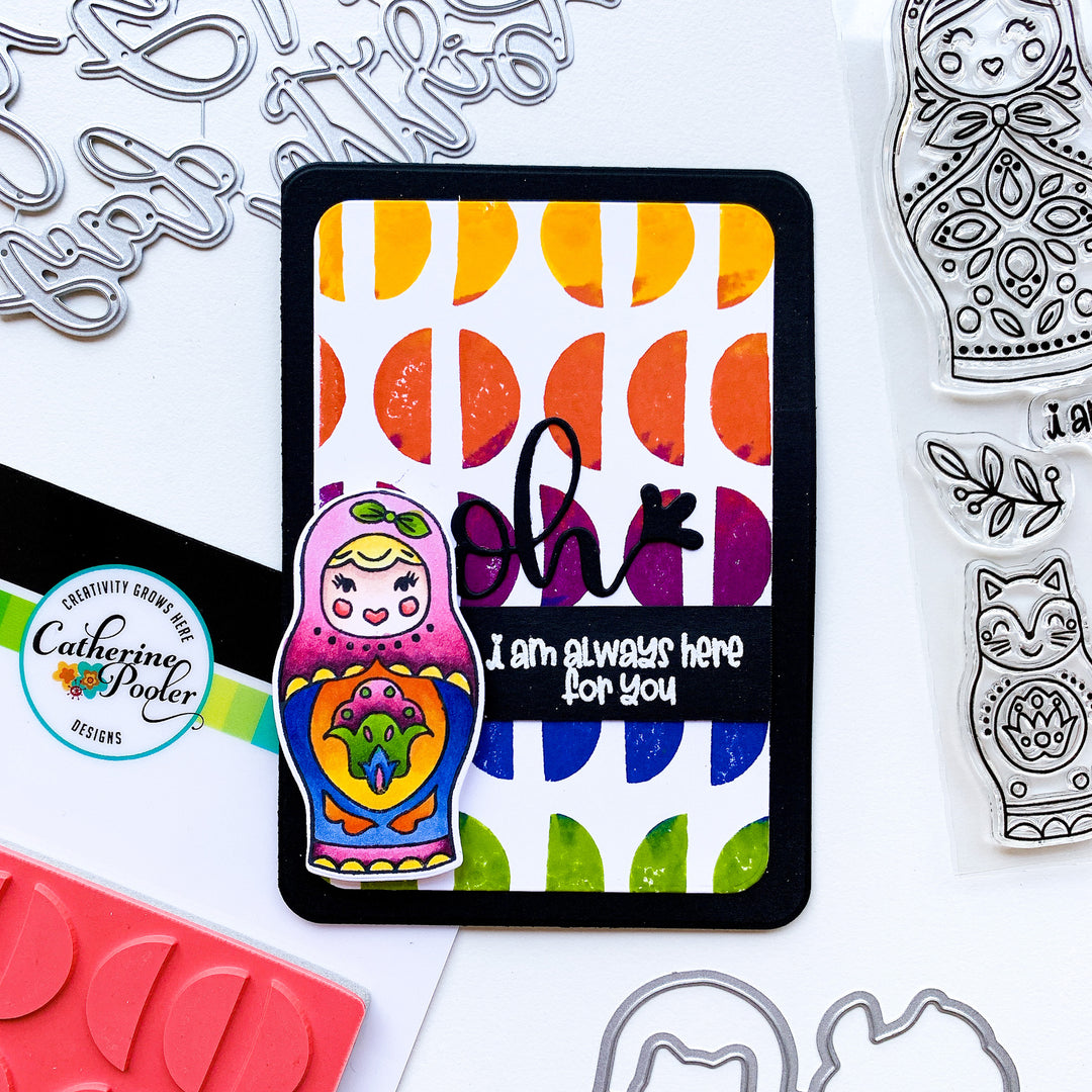 I am always here for you card with half circle background