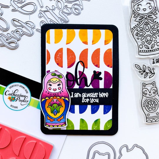 I am always here for you card with half circle background