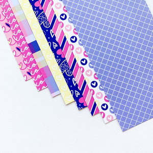 Happy Hearts Patterned Paper laid out