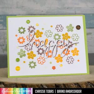 happy card with floral background