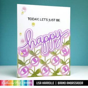 card with wall flowers cover plate and happy sentiment