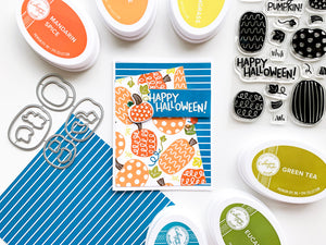 Happy Halloween Sentiment with Fall Pick-n-Mix Patterned Paper background