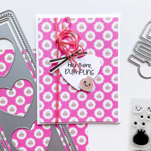 Dumpling patterned paper with heart and little dumpling on top