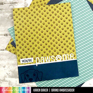 You're pawsome card with hipster paper and peeking pet
