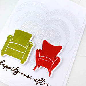 happily ever after card with chairs