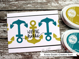 waving hello card with anchors