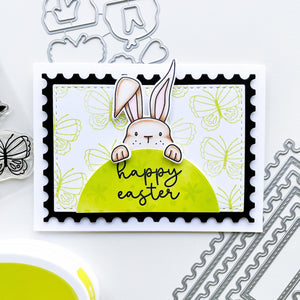 happy easter card with hops and peeps stamp