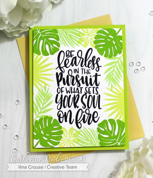 Card with sentiment and leaf background