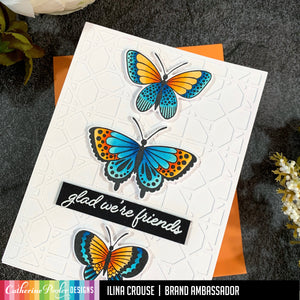 card with sentiment and three butterflies