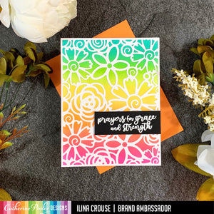 Rainbow ink blended background with Flower Burst Cover Plate Die