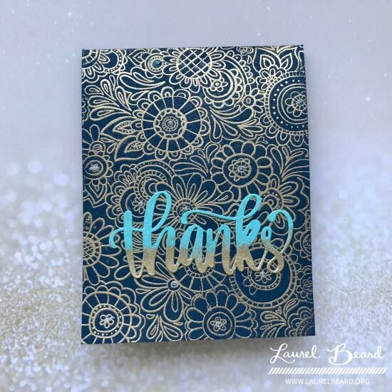 Blue and gold embossed Doodle Garden Background Stamp