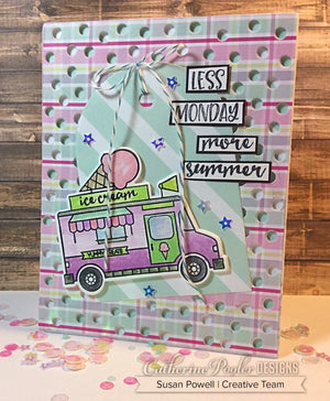 less monday more summer card with ice cream truck