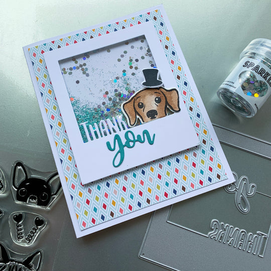 Thank you shaker card with peeking pet