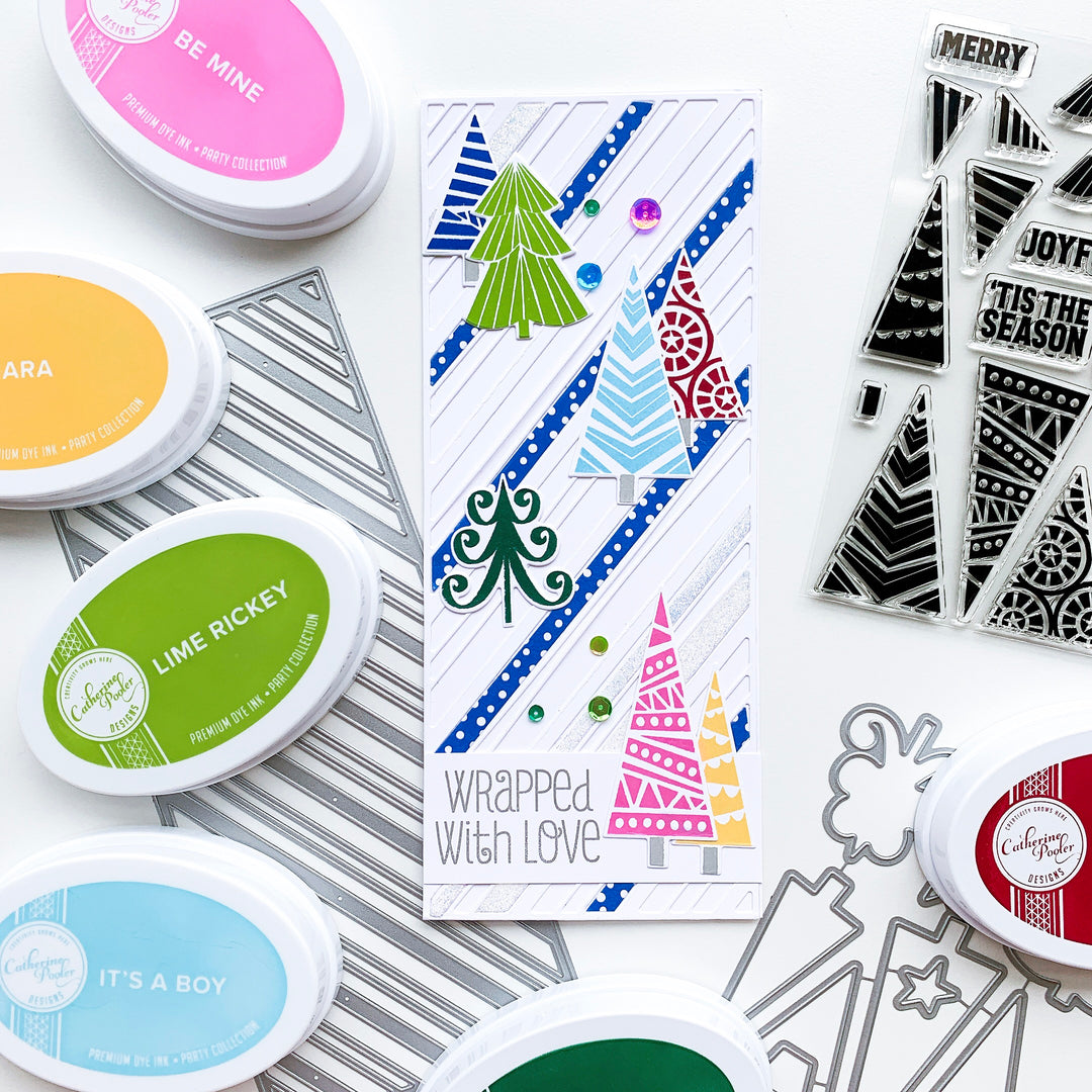 Slimline card with jolly trees