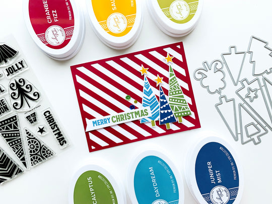 Merry Christmas card with trees