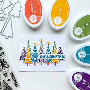 Joyful Christmas card with jolly trees