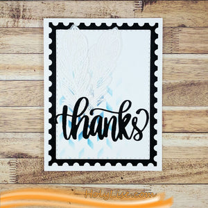thanks card with feathers