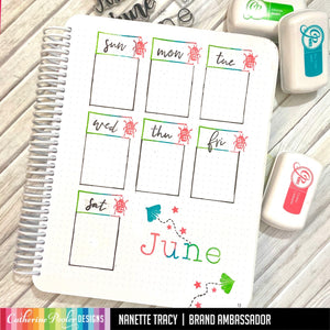 june calendar in canvo journal made with weekly five stencil