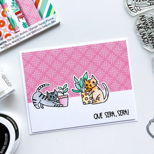 card with cats made with potted patterned paper