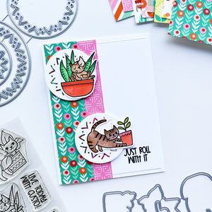 just roll with it card with potted patterned paper