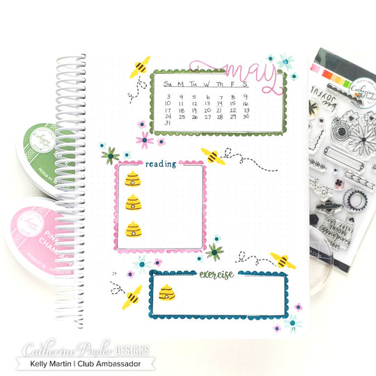 may tracker in canvo journal made with weekly four stencil