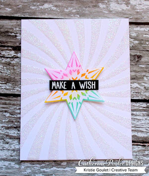 make a wish card with embossed twisted sunburst
