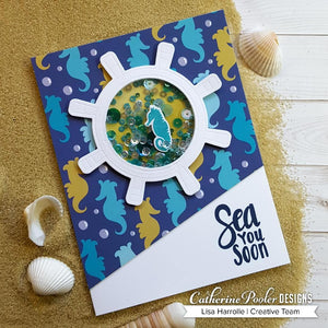 sea you soon shaker card with ship wheel