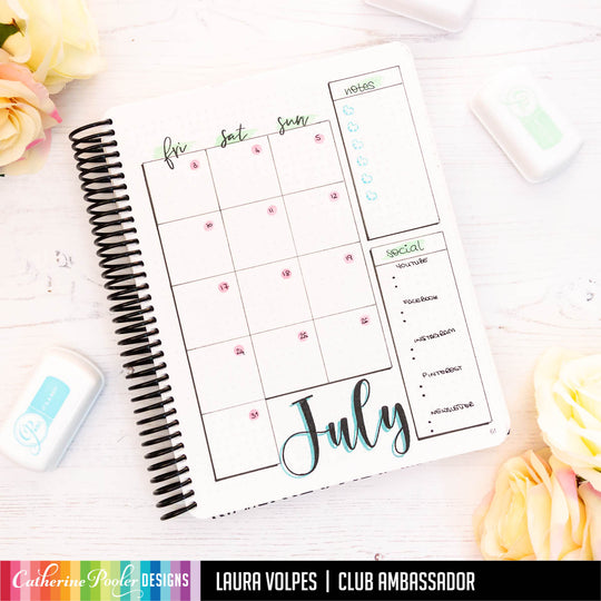 July calendar in bullet journal