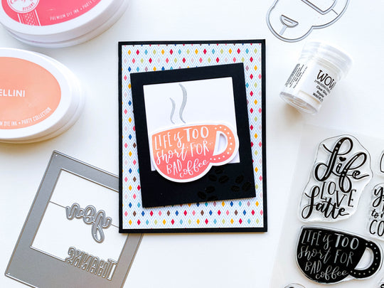 Card with cup of coffee