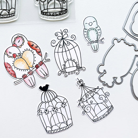 Lovebirds stamp set and dies.