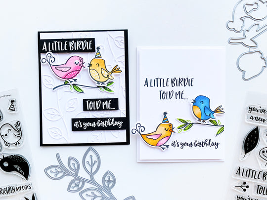 Two Lovely birdies with stems and branches