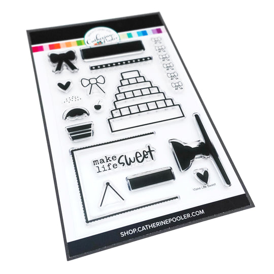 stamp set with cake and sentiments