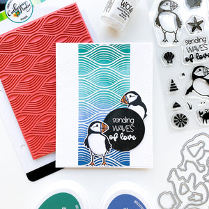 sending waves of love card with puffin party stamps