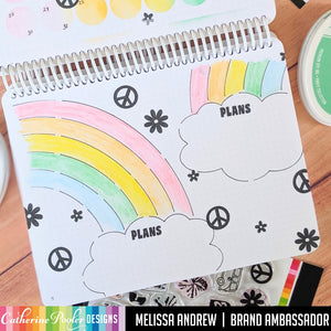 Plans page in Canvo journal with rainbows and peace signs