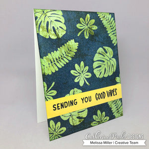 sending good vibes card with leaf background