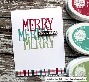 Merry christmas card with plaid patterned paper