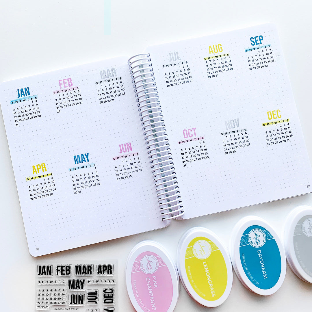 Two page Canvo spread with monthly calendars