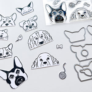 Using More Peeking pets stamps & dies, uncolored.