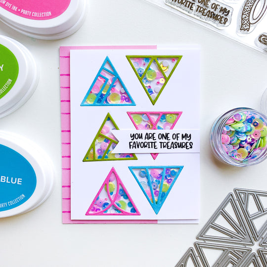 Mosaic tiles Shaker card with Scranton sequins