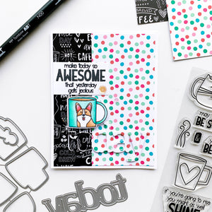 Awesome Today Dog Mug over patterned paper