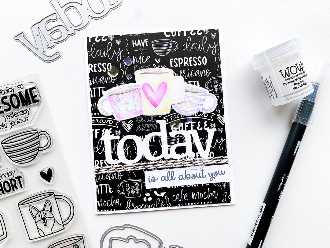 Today over patterned paper with pastel mugs