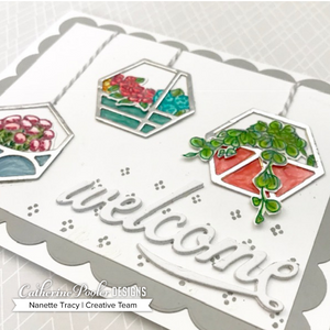 welcome card with plants