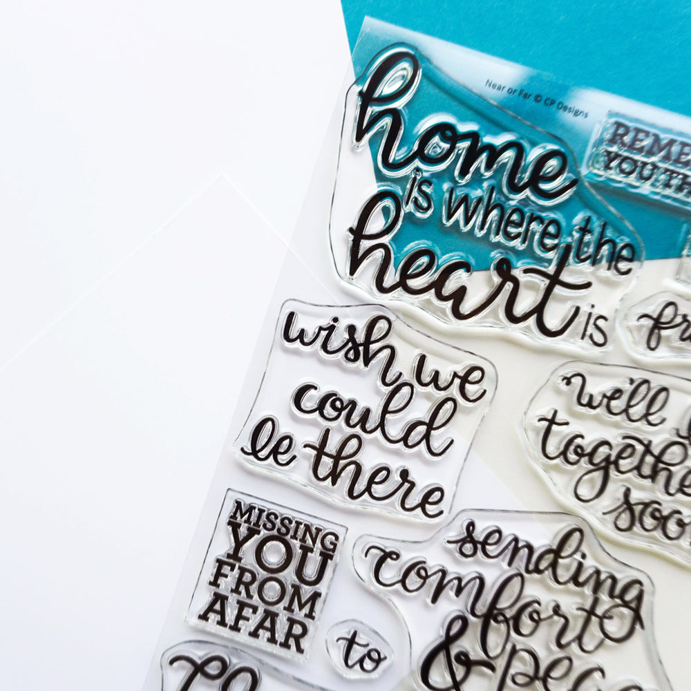 Near or Far Sentiments Stamp Set close up