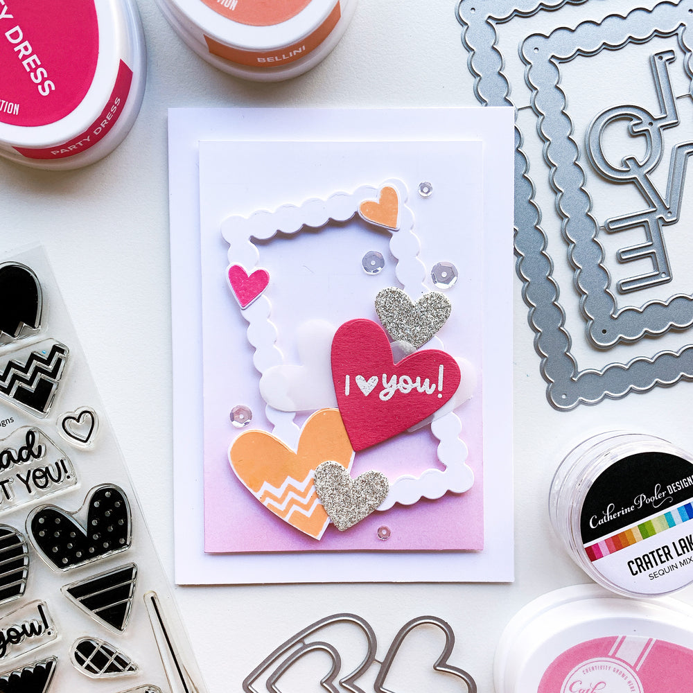 I love you card with hearts