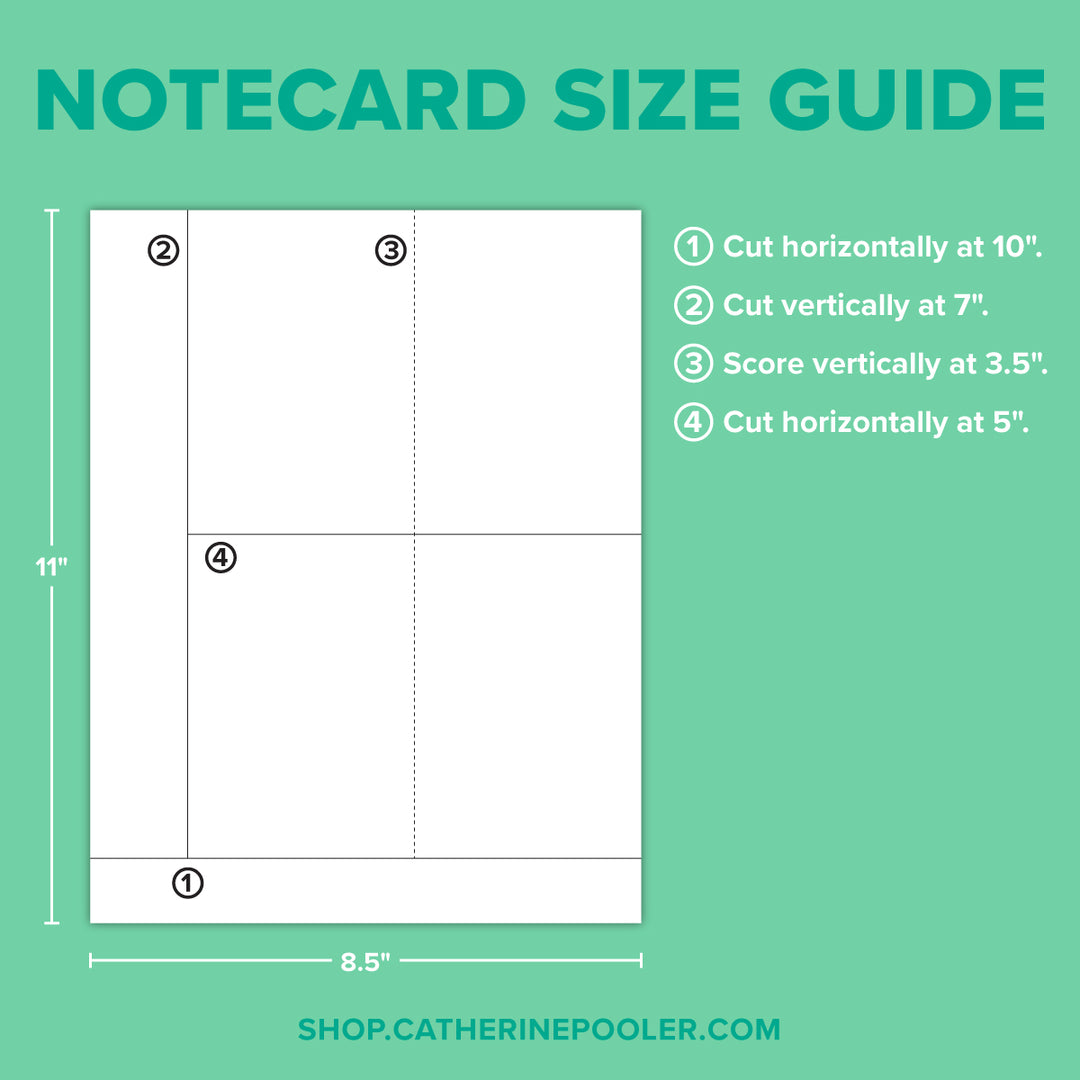 Notecard size guide graphic