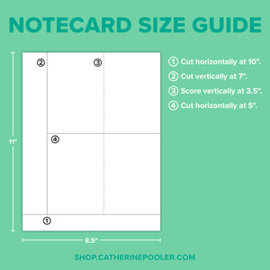 Notecard size guide graphic