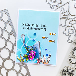 card with ocean chums stamps and portsmouth sequins